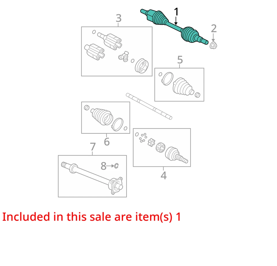 Se adapta a GMC ACADIA 2007-2017 3,6 L conjunto de eje de pasajero delantero derecho OEM Foto 4 de 4