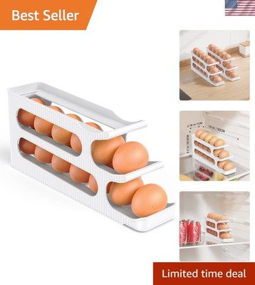 Egg Holder for Fridge, 3 Tiers Auto Rolling Egg Storage Organizer for Refrige...