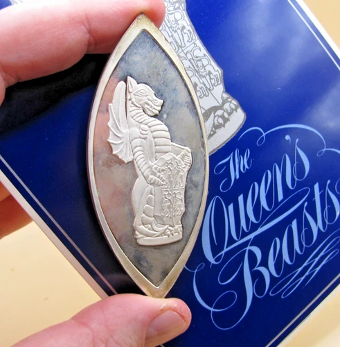 BULLION 1976 1.5oz Silver Ingot QUEENS BEASTS The Red Dragon Of Cadwalader