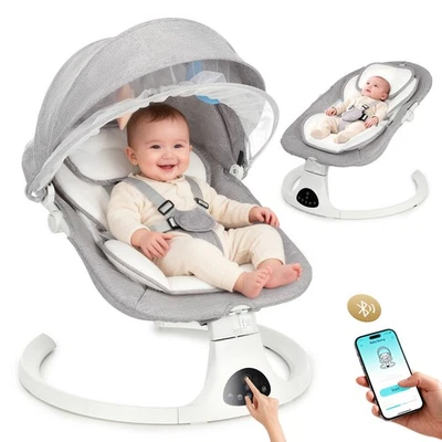 OYAJIA Bluetooth Electric Baby Swing Infant Cradle Bouncer Rocker Chair Music Remote