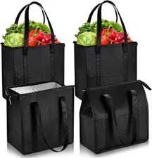 4 Pcs Insulated Grocery Bags Large Reusable Cooler with Zipper Top Shopping