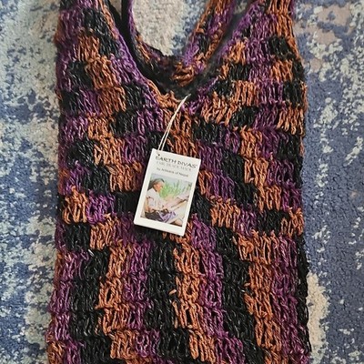 Earth Divas Handmade Woven Hemp Bag Purple Black Brown for Women