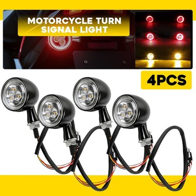 4pc Black Motorcycle Bullet Running Brake Signal Lights Fit Harley Davidson Rear