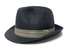 Straw Fedora Hat Beach Summer Short Brim Packable Sun Small-Medium Jet Black