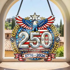 250th Anniversary United States Suncatcher, Patriotic Eagle Window