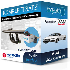 Für Audi A3 Cabrio 08- WESTFALIA Anhängerkupplung abnehmbar + 7polig E-Satz AHK