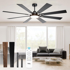 Ceiling Fans with Lights and Remote: 8 Blades, Quiet Reversible DC Motor, Dimmab