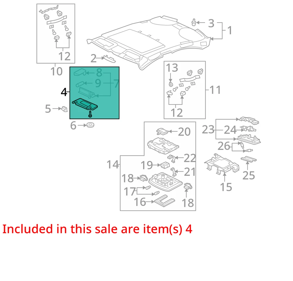 Sun Visor ACURA RL Left 09 10 11 12 - Imagem 3 de 4