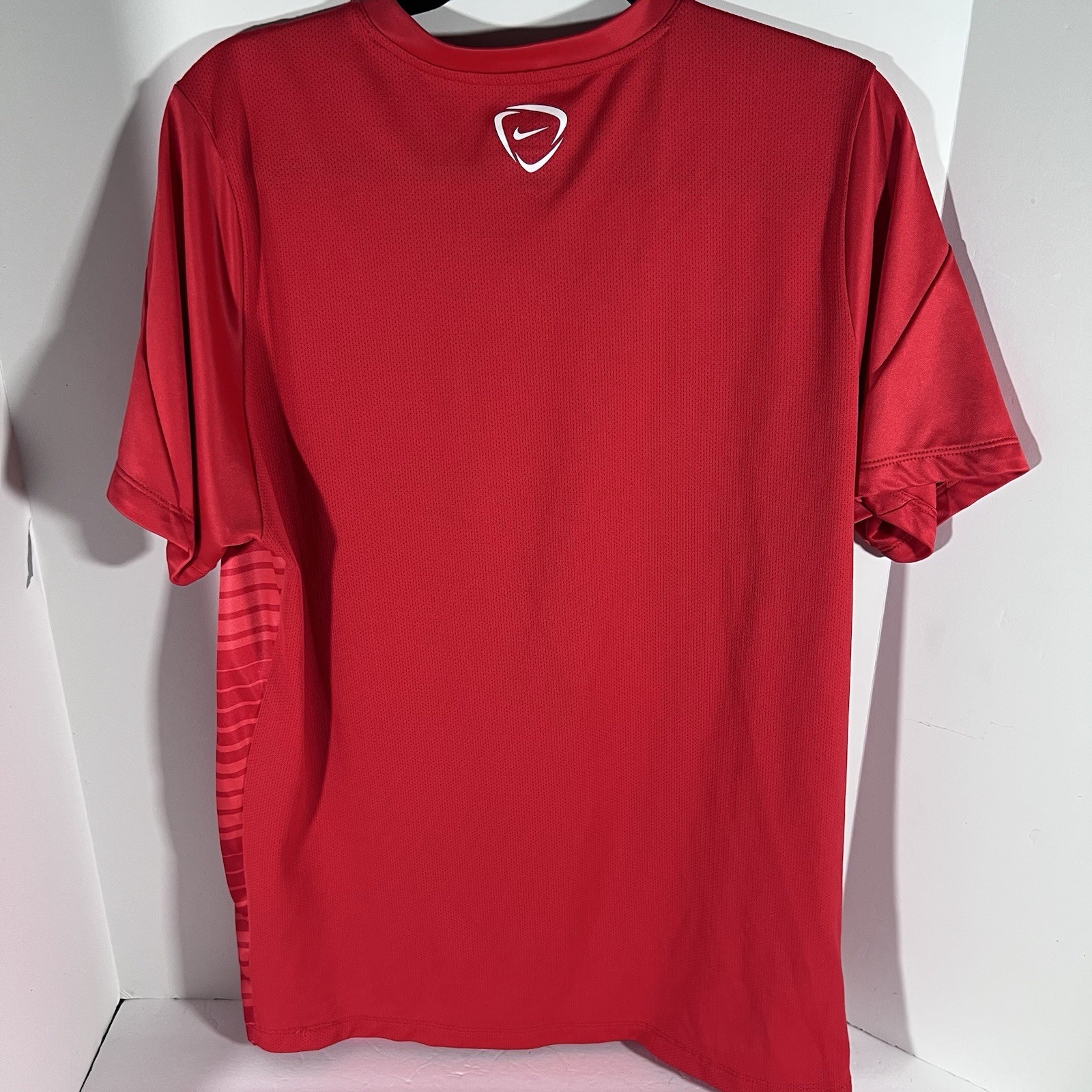 Nike Soccer Dri Fit Short Sleeve Red Striped T-Shirt Men's Size XL thumbnail 6