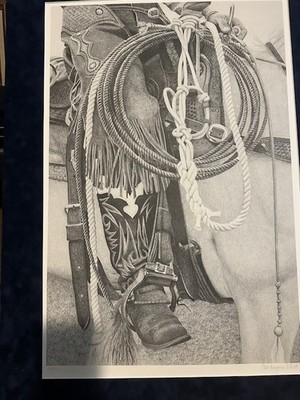 VTG - Limited ED Tad Cheyenne Schutt 1975 Lithograph ''Cowboy Gear'' Hand Signed.