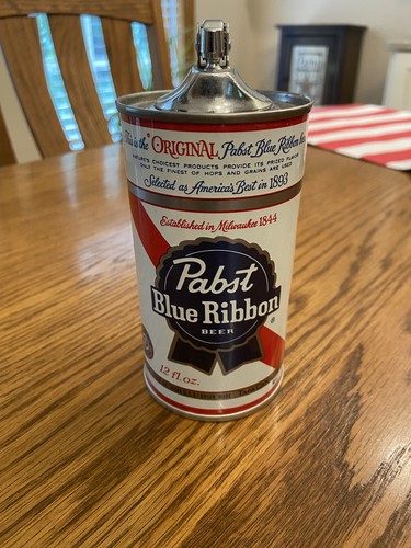 Vintage 70's 80's Pabst Blue Ribbon Beer Can Table Lighter Breweriana Bar 