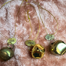 3 Metal Jingle Bell Ornaments Gold/Silver Hanging Holiday Christmas 2005-2010