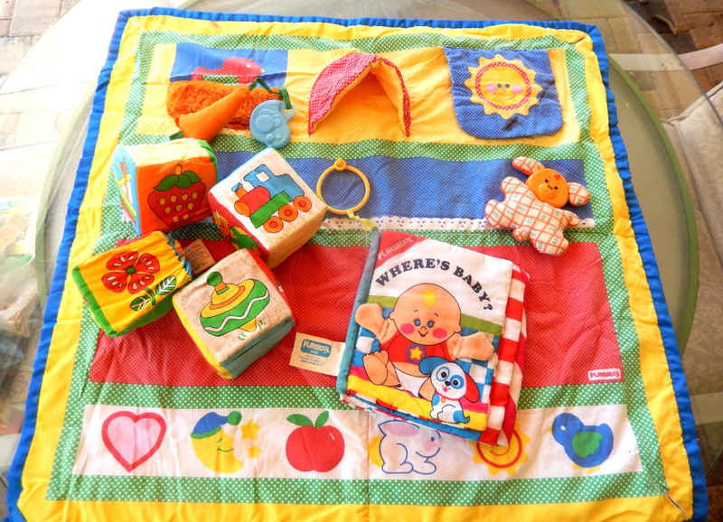 Vintage Playskool Baby Blanket Fold N Go Activity Play Mat Plus 2 Other toys