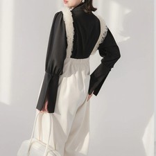 High Waist Ruffle Suspender Pants Jirai New