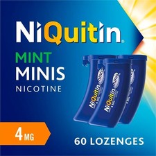 NiQuitin Minis Mint 4 mg Lozenges - Effective Smoking Craving Relief - Practical