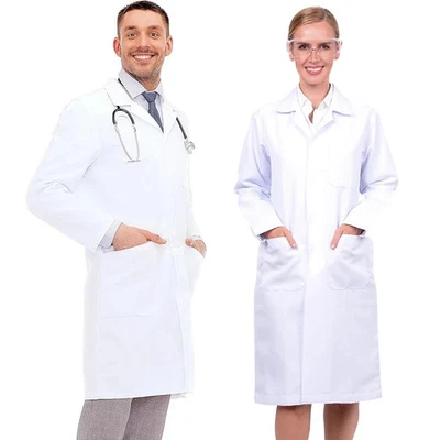 Cotton White Medical Coat Women Men Scientist Lab Coat Doctor Coat Laboratory Co