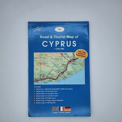 Road & Tourist Map of Cyprus 1995 Selas Ltd VG Collectable