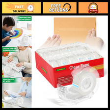 12 Pack Clear Tape Rolls - Transparent Office Tape with Dispensers, 7/10" x 1000
