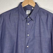 Gitman Bros Allen Edmonds Button Down Indigo Shirt Trim Fit Cotton USA XL 17.5