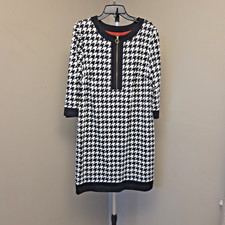 NWT! TAHARI ASL Black/White Zip 3/4 Sleeve Houndstooth Sheath Dress Sz 14 $134