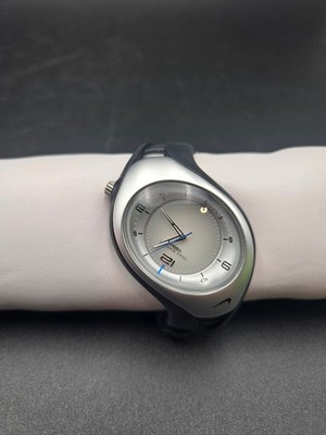 Nike Watch Triax Swift Li WC0051 Analog 100M Black Silver Sports New Battery Y2K