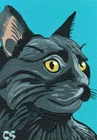 ACEO  Original Miniature Painting Bombay Black Cat Art -Carla Smale