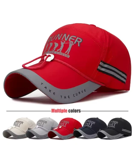 Golf Themed Cotton Baseball Cap Runner "Take the Curve Adjustable Sun Protection