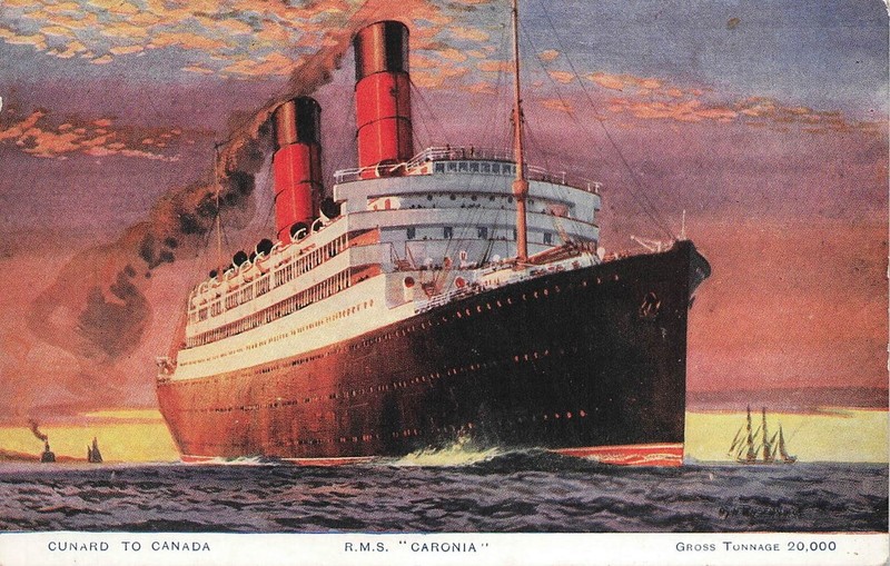 Cunard RMS Caronia Ship Postcard 1924 Canada to England Ocean Liner Vintage
