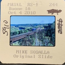 Original 35mm Slide Train on Boone IA Trestle Bridge 2010 Mike Sosalla
