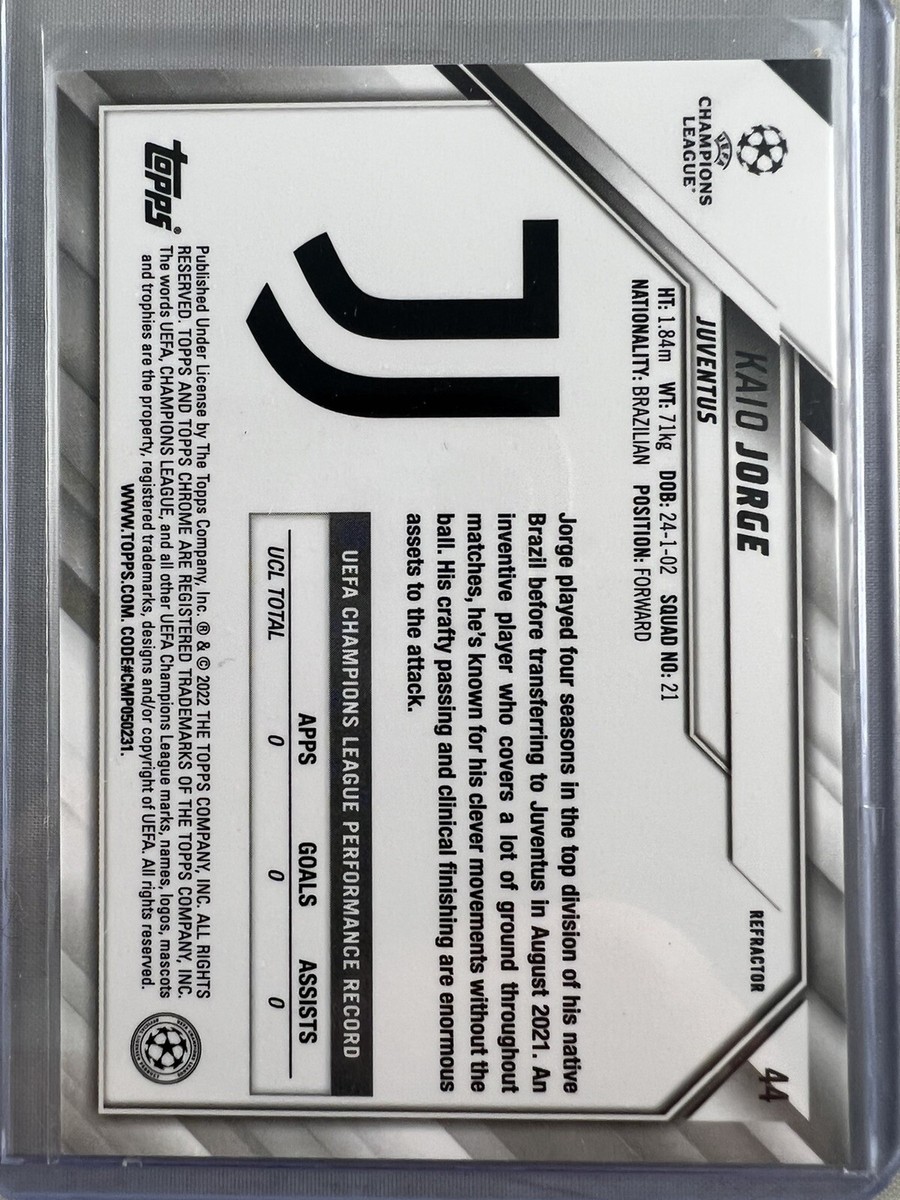 Kaio Jorge 2021-22 Topps Chrome UEFA UCL Silver Refractor RC