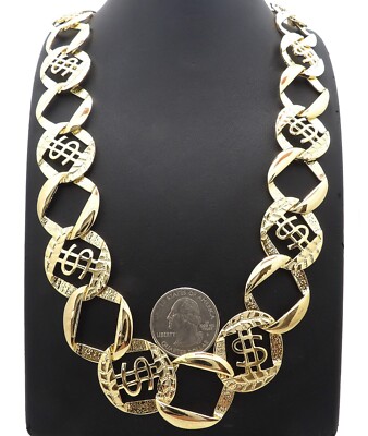 Hip Hop Jewelry Rapper Style Gold 24mm 30'' Thick Dollar sign link chain Necklace