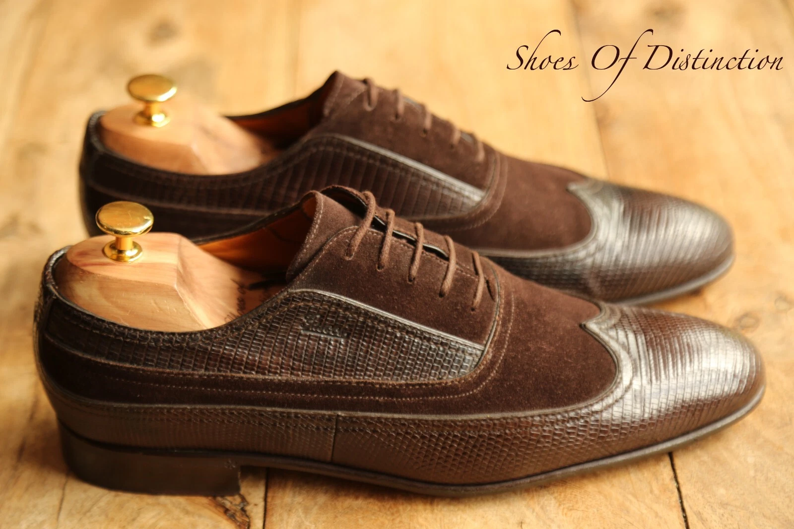 Chaussures Oxford Gucci marron cuir lézard daim UK 8 E US 9 EU 42