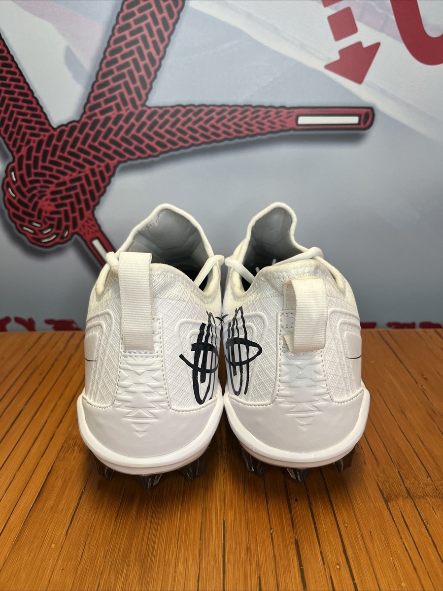 Nike Men Size 13 Alpha Huarache 7 Pro Lacrosse Cleats White Navy AR3144-108 Nike Alpha Huarache 7 Elite Pro Lacrosse White/Navy Cleats  main image 2