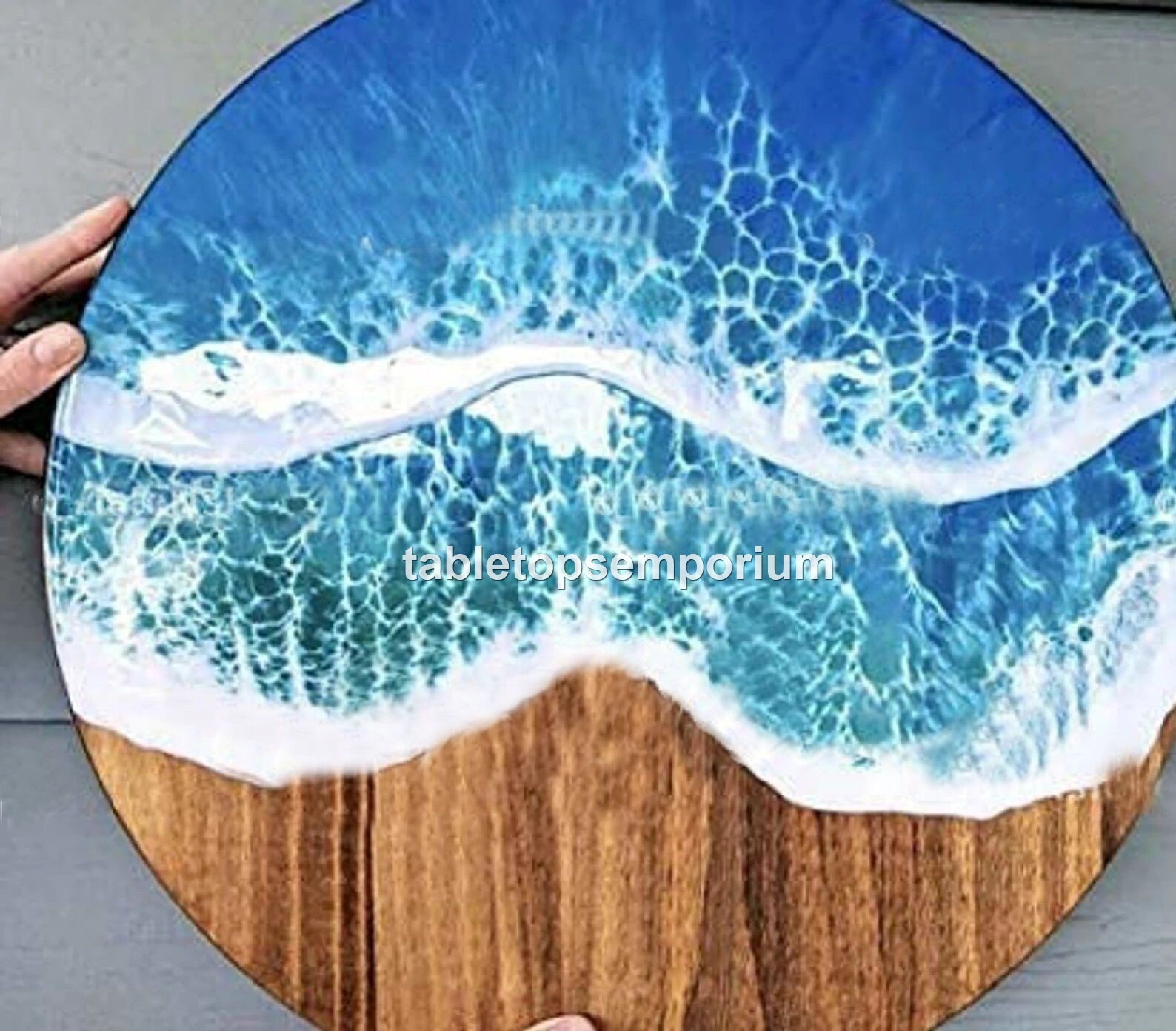 Ocean Epoxy Top Handmade Center Top Coffee Table Natural Acacia Wooden Home Deco