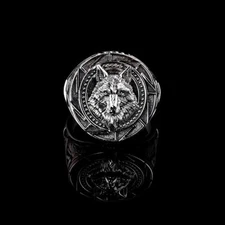 Mens Wolf Ring - Hand Crafted Stainless Steel