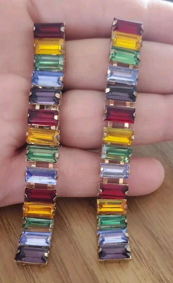 Pendientes Guess Cristales Arco Iris Gota Larga Cuelga Foto 2 de 3