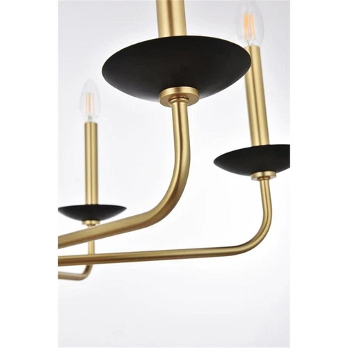 Living District Cohen 6-Light Mid-Century Style Metal Pendant in Black/Brass - Picture 6 of 7