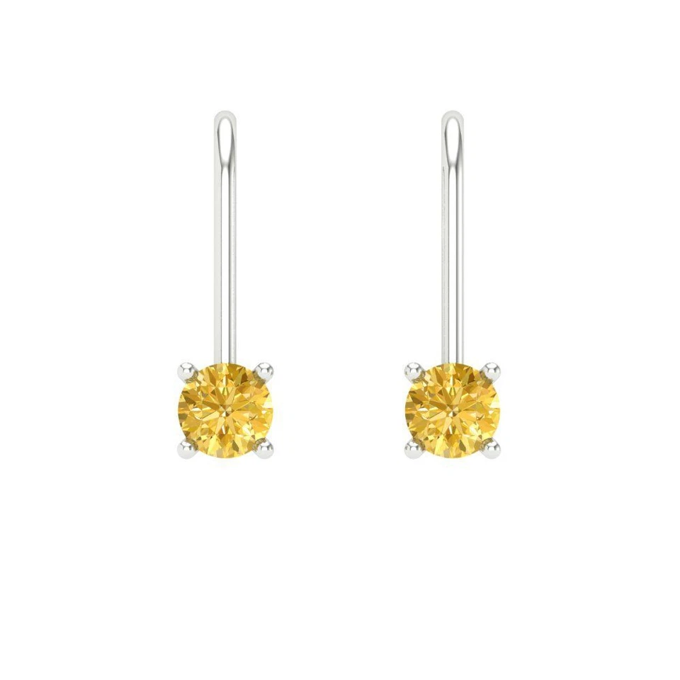 Yellow Zirconia Stud Earrings for Women, Lever Back (0.5 cttw, 4.0mm, Round-Cut) - Image 3 of 4
