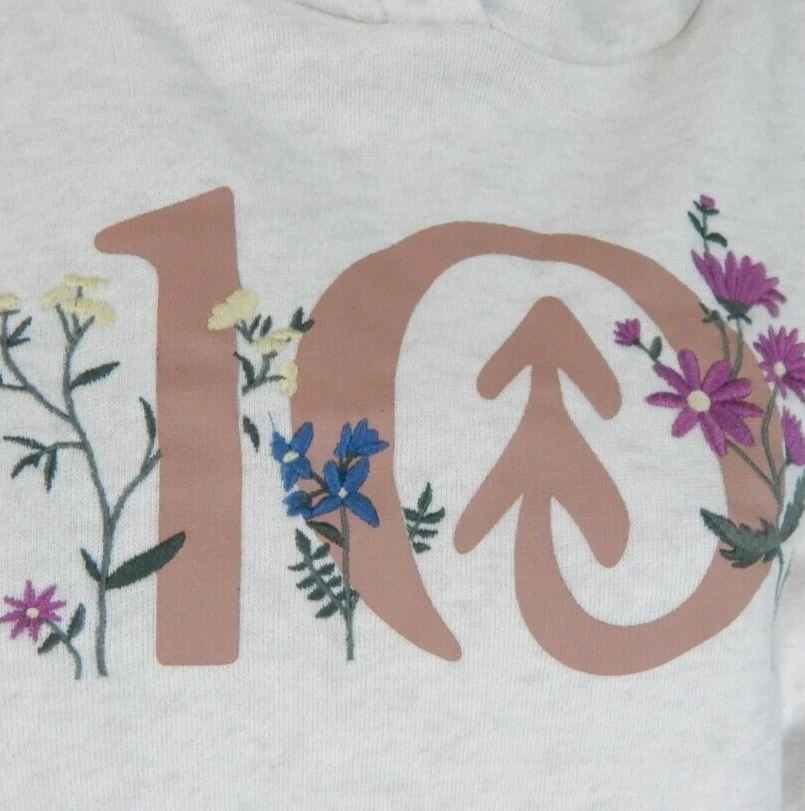 OFF WHITE Tentree Felpa Donna Piccola Misto Cotone Ricamata Floreale Felpa con Cappuccio Avorio