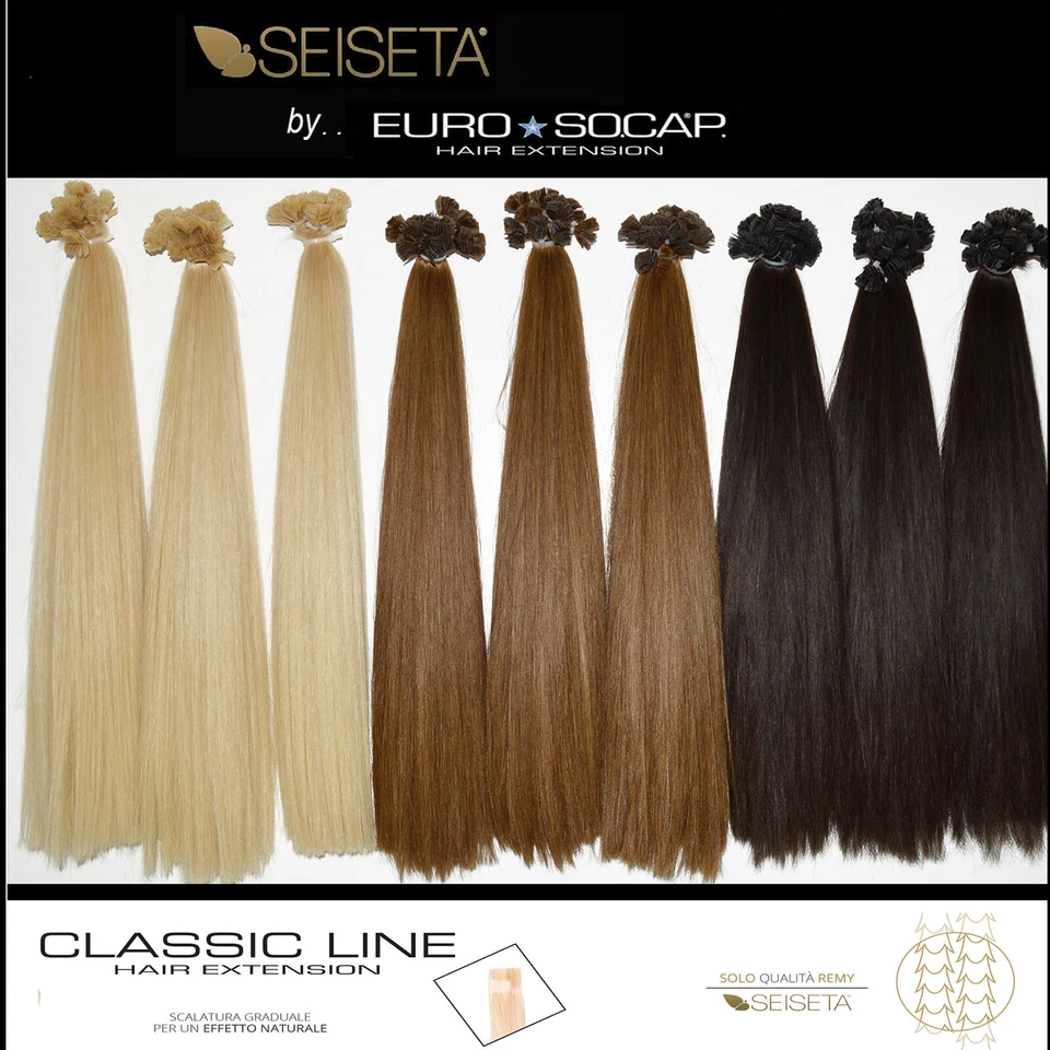 EURO SOCAP - SEISETA Hair Extensions Ciocche con Cheratina da 45 a 65 cm remy