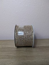 NEW Celebrate It Wired Ribbon 2 1/2 in X 20 ft Gold With Glitter Mesh