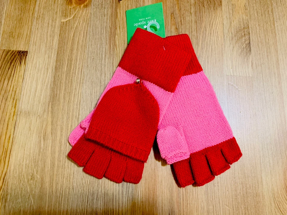 Kate Spade NY Pop Top Bloque de Color Mezcla de Lana Guantes Rojo Rosa Nuevo con Etiquetas Talla Única $52.00 Foto 3 de 4
