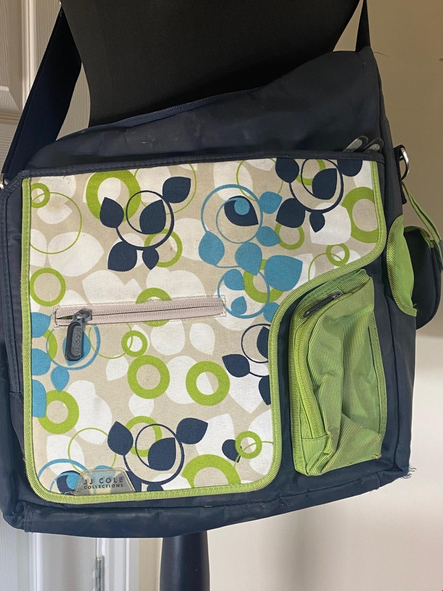 JJ Cole Collections Black and Green Leaf patterned Changing Bag