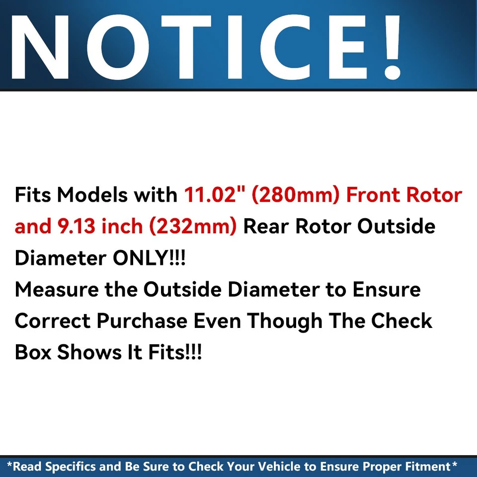 Front Rear Brake Rotors Ceramic Brake Pad Kit for 2000 VW Golf City Jetta Beetle - Image 3 of 4