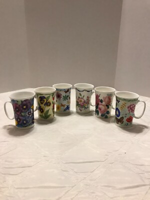 Set of 6 ''Flower'' Henley Collection fine bone china Roy Kirkham England