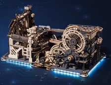 ROKR Electric Wooden 3D Puzzle Marble Spaceport Marble Run Model Kits for Teens