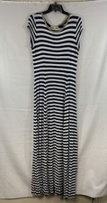 Gently Loved Michael Kors Navy/White Striped Women's Sleeveless Maxi Dress, Sz.M