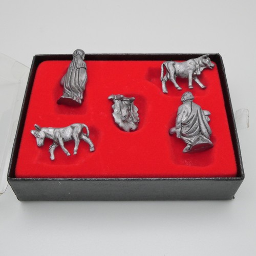 Vintage Miniature Pewter Nativity Scene Mary Joseph Jesus Metal Figurines 5pc - Picture 3 of 11