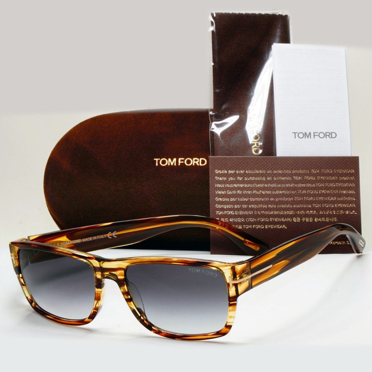Tom Ford Sunglasses Mason Honey Brown Transparent Grey FT0445 TF