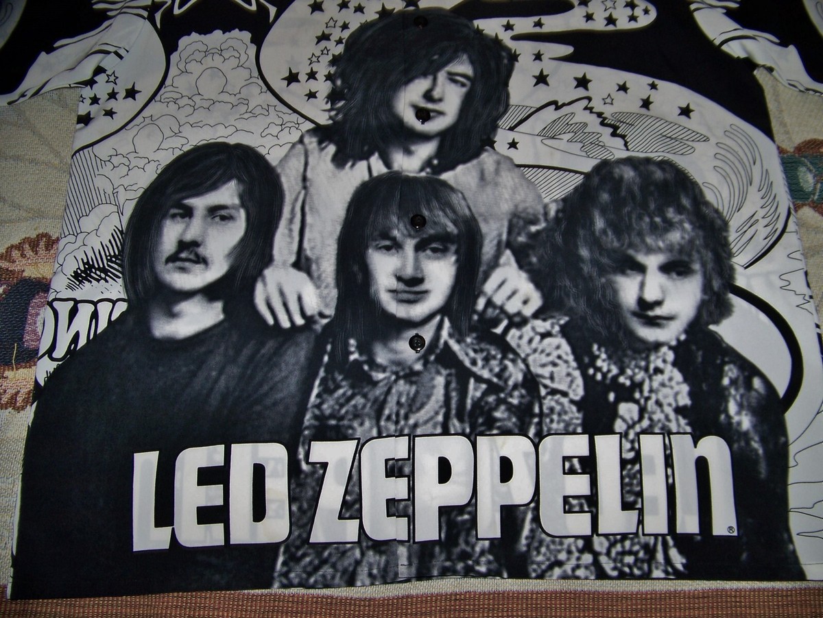 led zeppelin dress shirt Vintage LED ZEPPELIN Dragonfly Button Dress Shirt Sz 2XL JIMMY PAGE ROBERT  PLANT